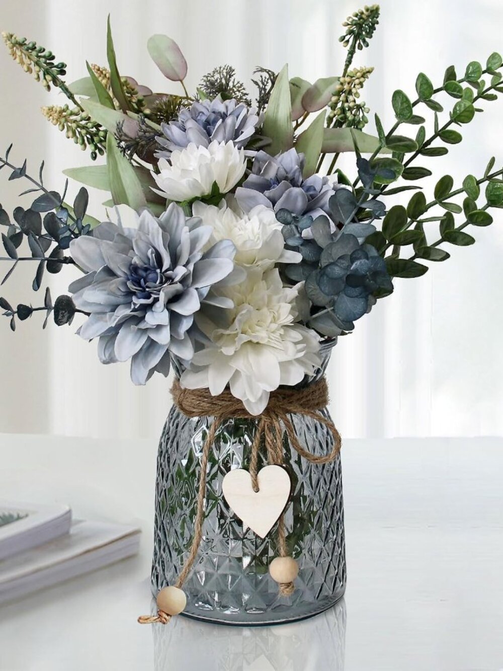 Fake Flowers in Vase,Faux Flowers in Vase,Table Centerpieces for Dining Room,Flo
